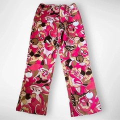 BAMBOO TRADERS Retro Wide Leg Corduroy Pink Brown Pants Size 6 | EUC