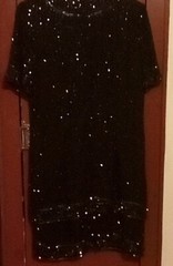 Sténay Silk Beaded Black Short Sleeve Dress Vtg Women’s Size 16 Zip Closure.