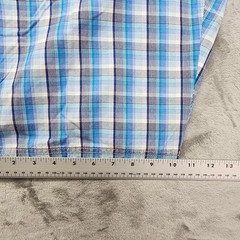 Vintage 90s Basic Editions Shorts Women L Blue Plaid Cotton Cargo Utility Casual