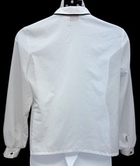 VTG Judy Bond Women Size 14 Button Up Long Sleeve Embroidered Collar Top White