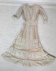 Antique Edwardian 1900’s Ecrew Lace Tea Dress Bridal Dress Delicate Ivory AS IS