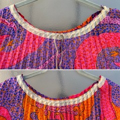 Pleated Caftan Top Colorful Psychedelic Hippie Mod Tiki Aloha 60s 70s Vintage