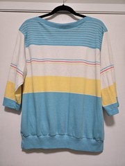 Gitano Plus Vintage 80s Boatneck Sweater Womens Size 42 Pastel Retro Color Block