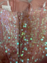 Vintage Y2K Masquerade Pink Beaded Iridescent Corset Tulle Mini Dress Size 3/4