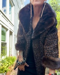 Vintage Mano Swartz Brown Swakara Lamb | Mink Collar & Cuffs | Swing Coat