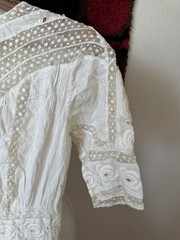 Antique Edwardian Victorian White Cotton Lace Semi Sheer Dress