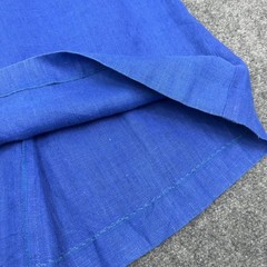 Vintage Skirt Womens 16 Blue Linen Midi A Line Made in USA Retro Classic