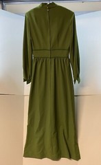 Vintage Handmade Maxi Dress 34″ Bust Green 1970s Column Style Long Sleeve