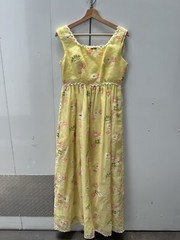 Vintage 1960s Yellow Floral Maxi Formal Bridesmaid Dress MCM