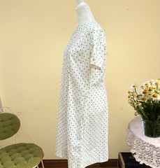 Vtg 1960s Mod Shift Dress Polka Dot Garden Party Frock 60s Gown Barkcloth M-L