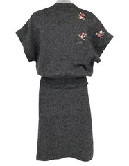 VTG Peruvian Connection 100% Alpaca Two Piece Skirt Set Peru Embroidered Floral