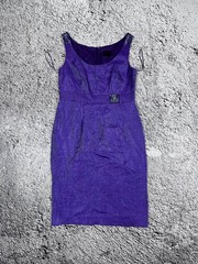 Vintage NWT Frank Usher Purple Metallic Coat And Dress Set Luxury