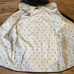 VTG 70s Items International Vinyl Raincoat S Hood Mod Black Slicker Jacket Snaps