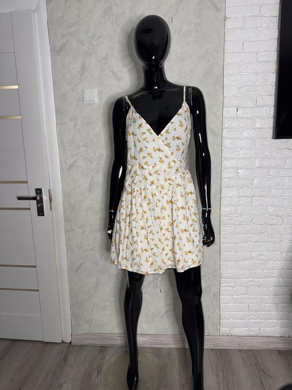 Asos White Floral Mini Dress Size XL