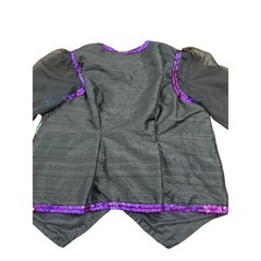 Laurence Kazar Vintage Silk Beaded Sequin Geo. Top Sheer Sleeve Purple L READ!!