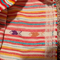 Vintage 1960s Striped A line Skirt Small Handmade Red Blue Lollipop Stripe