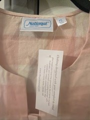 National Pearl Snap Night Gown Pink Plaid Grannycore Petit Small 3/4 Sleeve