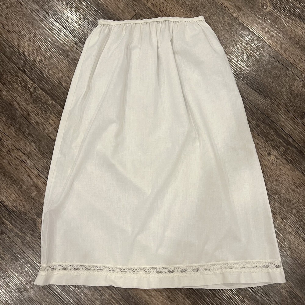 Stone Lingerie Half Slip L White Lace Trim Cotton Polyester Blend Vintage 70’s