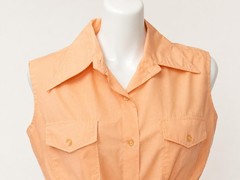 VTG RETRO 50s 60s Cotton PEACH Blouse NEW OLD STOCK NOS 34 B BOHO BEACH BUTTON