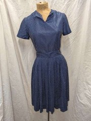 Vintage 1960’s Blue White Polka Dot Groovy Skirt & Top Set by Sue Brett S