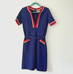 1968 Vintage Samuel Winston Mod Wool Knit Dress Italian Boutique Classic Couture