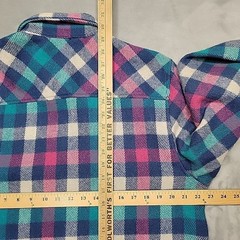 VTG Woolrich Shirt Women 14 Multicolor Plaid Wool Blend schacket Made In USA