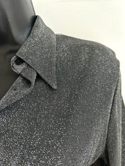 NWT Vintage Bebe Moda 90s Y2K Bebe Moda Silver Lurex Metallic Shirt Small Glam