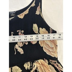 Nostalgia Maxi Dress Women L Black Floral Vtg 90s Broomstick Crinkle Sleeveless