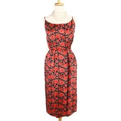 Vintage Mr Mort Fitted Dress Red Rose on Black Metal Zip Sz S B34 W24 – Hey Viv