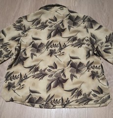 Vtg 80s Brown Floral Cropped Half Sleeve Button Up Blouse Top kitsch M