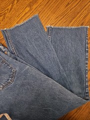 Vtg 1985 Levi’s 505 Jeans Orange Tab 33×27 Cropped Ankle Raw Hem Med Wash Denim