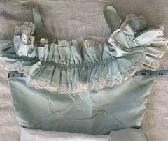 Vintage 80s 90s Ice Blue Ruffle Eyelet Lace Prom Gown – Romantic Sash – S