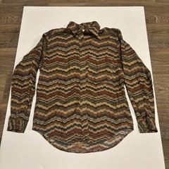 Vtg 80s Vivaldi Jeanswear Button-Up LS Shirt – Women’s Small – Earth-tone waves