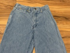 Vintage 70s Wide Leg Flare Jeans Maverick Embroider Pockets XS 24×30 Scovill Zip