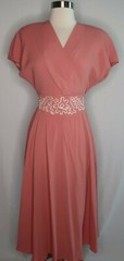 Donna Ricco Pink White Wrap Belted Evening Cocktail Dress Sz 10P USA Made