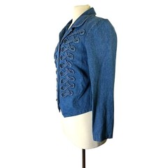 Vintage Frontier Collection USA Made Western Military Denim Jean Jacket Small