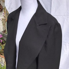 VTG Vincenti Women’s M Black Wool Satin Blend Blazer Jacket Coat HTF 60 70s Mod