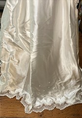 Vtg 80s Wedding Dress Beaded Puff Sleeve Bridal Gown Detachable Train Size 10