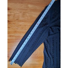 R&M Richards Vintage Black Beaded Open Front Sheer Jacket 18 Elegant Formal
