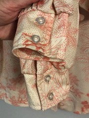 Devon Vtg 70s Polyester Top Size M Floral Blouse Collared Long Sleeves Button Up