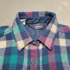 VTG Woolrich Shirt Women 14 Multicolor Plaid Wool Blend schacket Made In USA