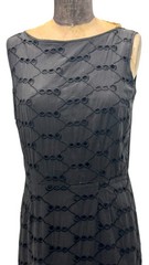 Vintage 1950’s Jerry Gilden Black Fitted Dress With Eyelet Overlay Sm-Md