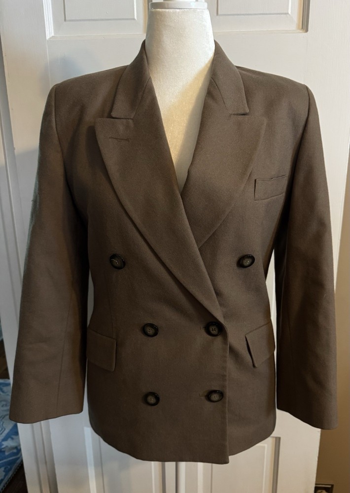 Harve Benard Vintage Women’s Jacket 100% Wool Sz 8P Lined Brown Shoulder Pads