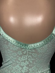 38 C Vintage TIGHT Teal Satin Lace Nylon Spandex Bra Girdle Full Slip Briefer