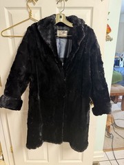 Vnt 60s 50s Genuine Shaved Mink Fur Coat Womens Mid Length Med 42×37 Brown Black