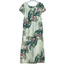Iolani Young Hawaii Vintage 80s Cream & Multicolor Floral Print Maxi Dress L