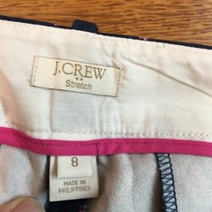 VTG J Crew Womens Mid Rise Casual Flat Front Floral Navy Blue Capri Pants Size 8