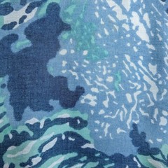 Vintage 60s “Smarti Style” Blue Ocean /Coral Print Buttoned Shift Minidress Sz S