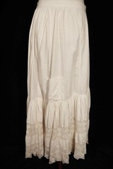 Rare Antique Edwardian French Cotton With Tiered Lace Petticoat 28″ Waist