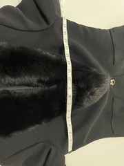 Vintage 90s Alberto Makali Black Fox Fur Collar Power Shoulder Blazer Jacket sm
